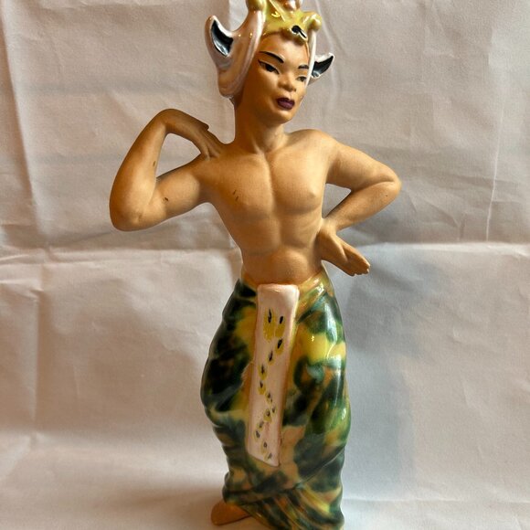 vtg 1950s Ceramic Arts Studio Madison Wis. Betty Harringon Balinese Dancer Man - Picture 1 of 9